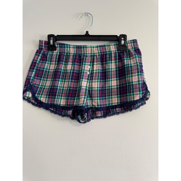 Victoria's Secret Other - Victoria's Secret Plaid Pajama Shorts Womens S Lace Trim Lounge Cottagecore